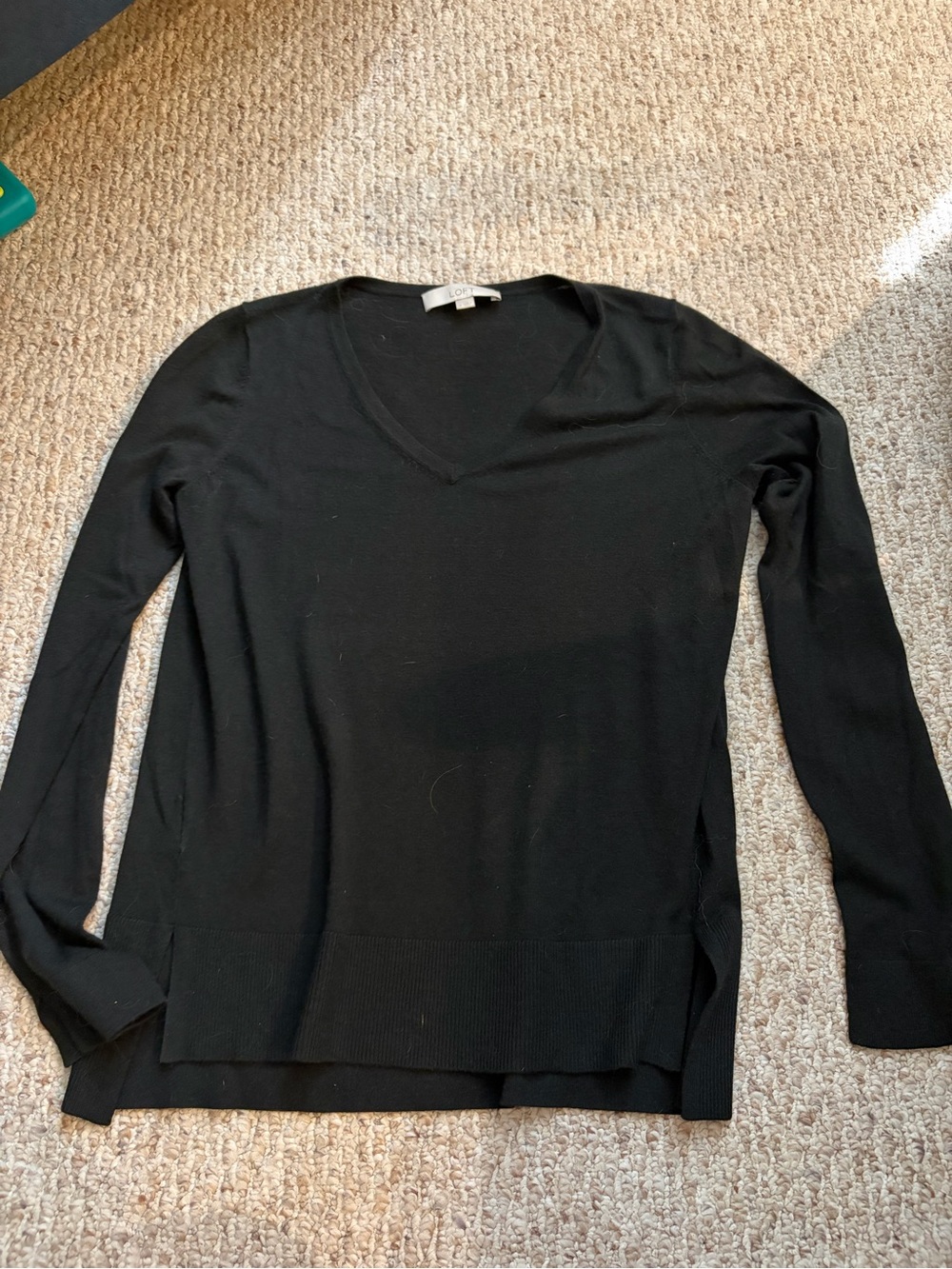 LOFT Black V-Neck Lightweight Sweater